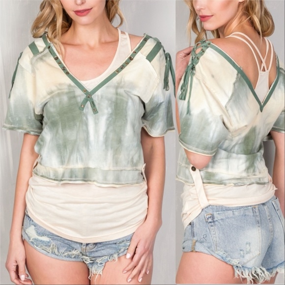 TOP BOHO 2 IN 1 TIE DYE BOHEMIAN TOP - Picture 2 of 4